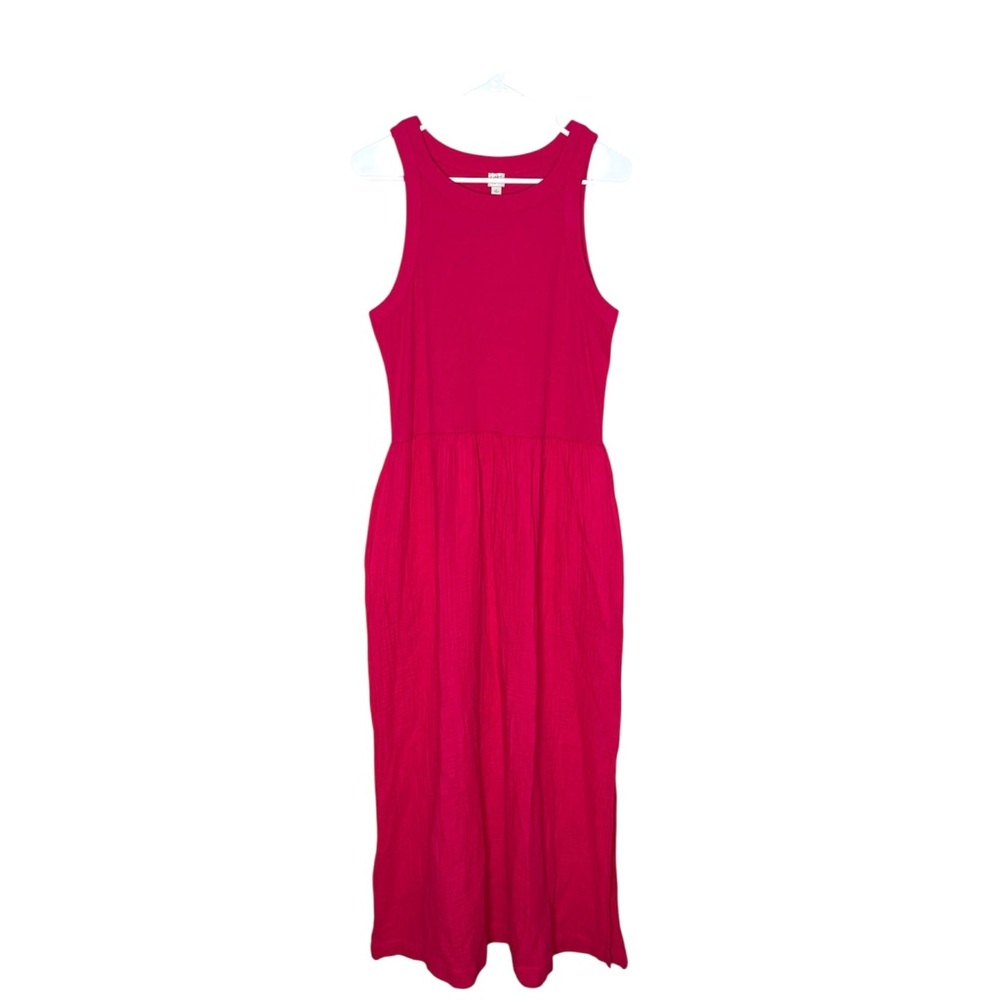 NWT Loft Beach Triple Cloth Mixed Media Maxi Pocket Dress Size XL Hot Pink - Picture 4 of 12